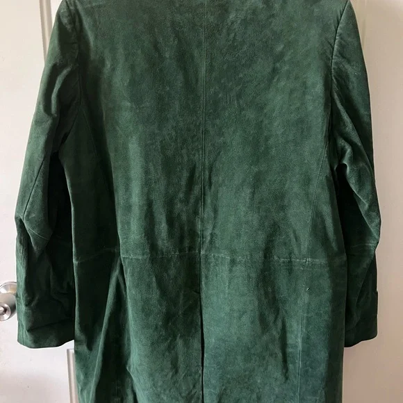 Dennis Basso Green 100% Leather Suede Jacket Sz L. - Picture 5 of 14